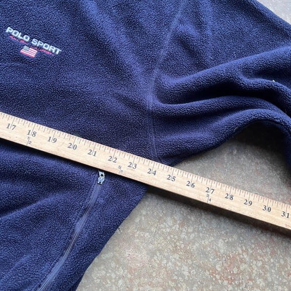 Vintage Polo Sport Ralph Lauren Navy Blue 1/4 Zip Fleece Pullover Mens M - Picture 5 of 7